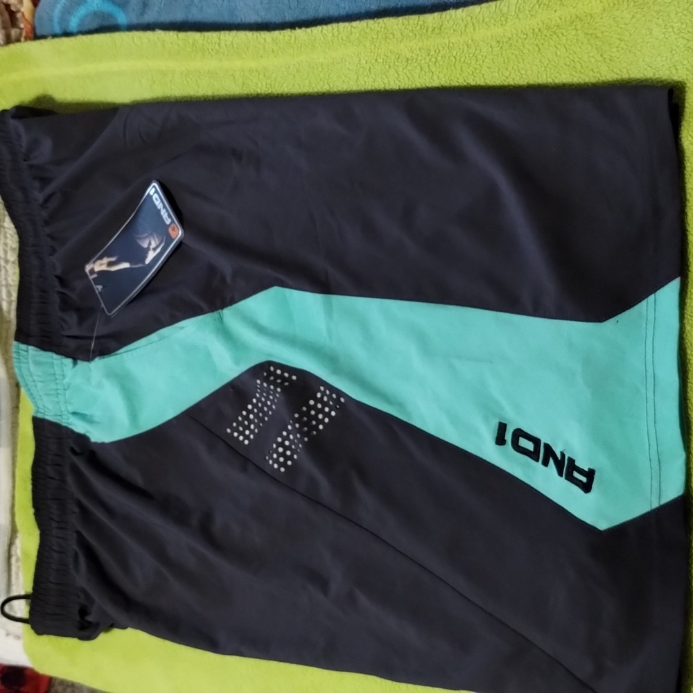 NWT Men's Big & Tall 3XL/3EG Lob City Game Shorts, Black & Teal With Poc…